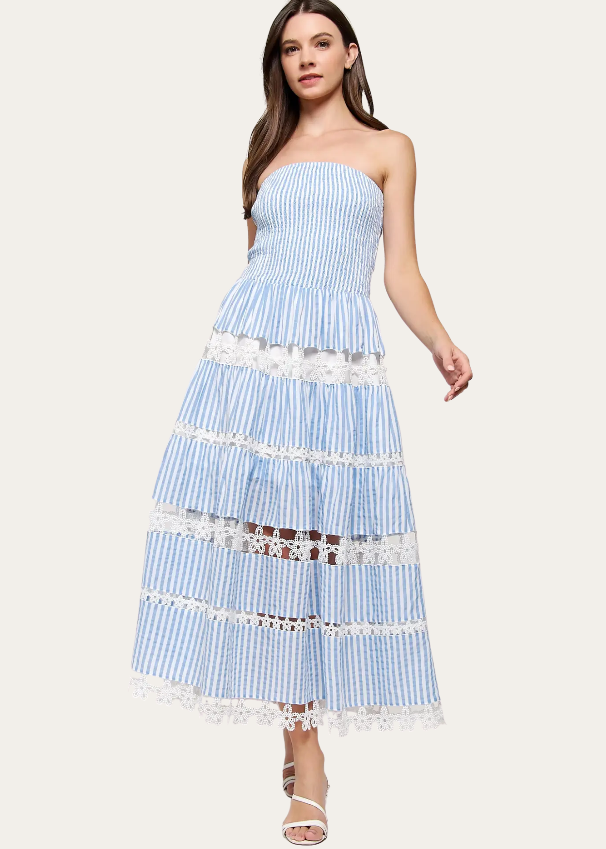 Elana Dress - Blue/White Stripe