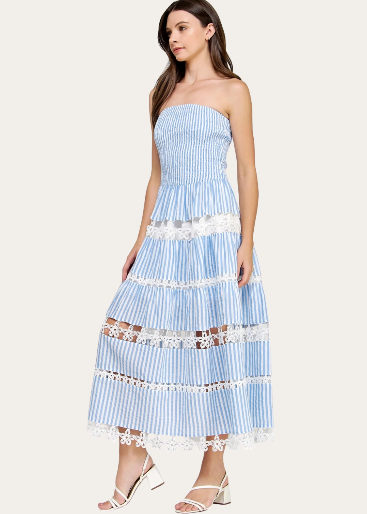Elana Dress - Blue/White Stripe