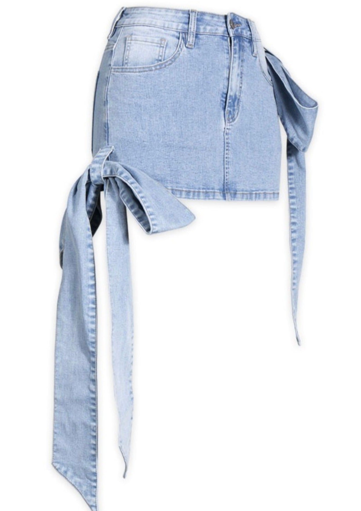 Kelsea Bow Denim Mini Skirt