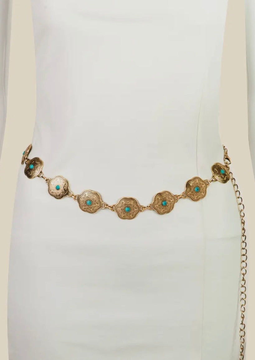 Floral Disc Western Chain Belt