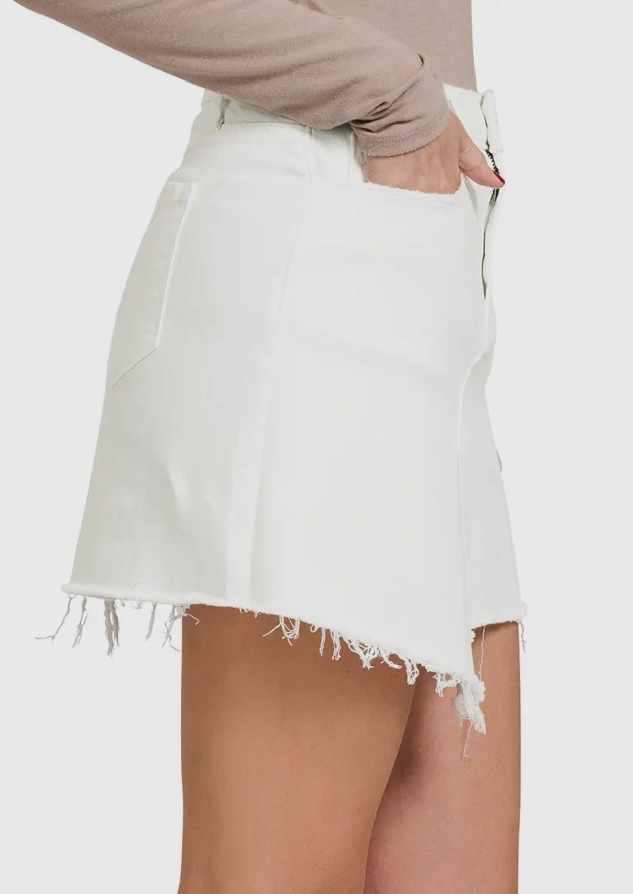 Farrah Denim Skirt - White
