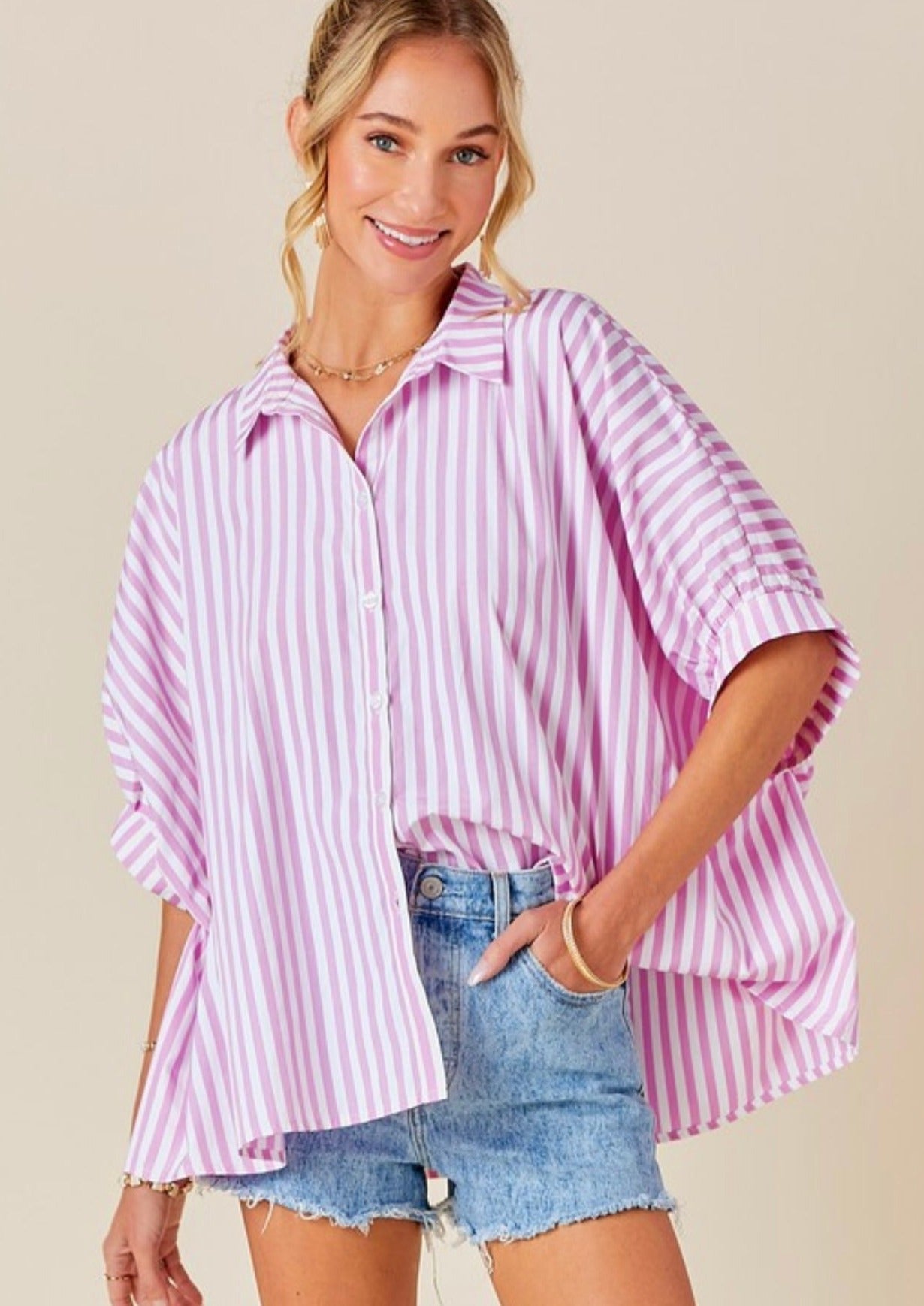 Jessica Striped Shirt - Pink