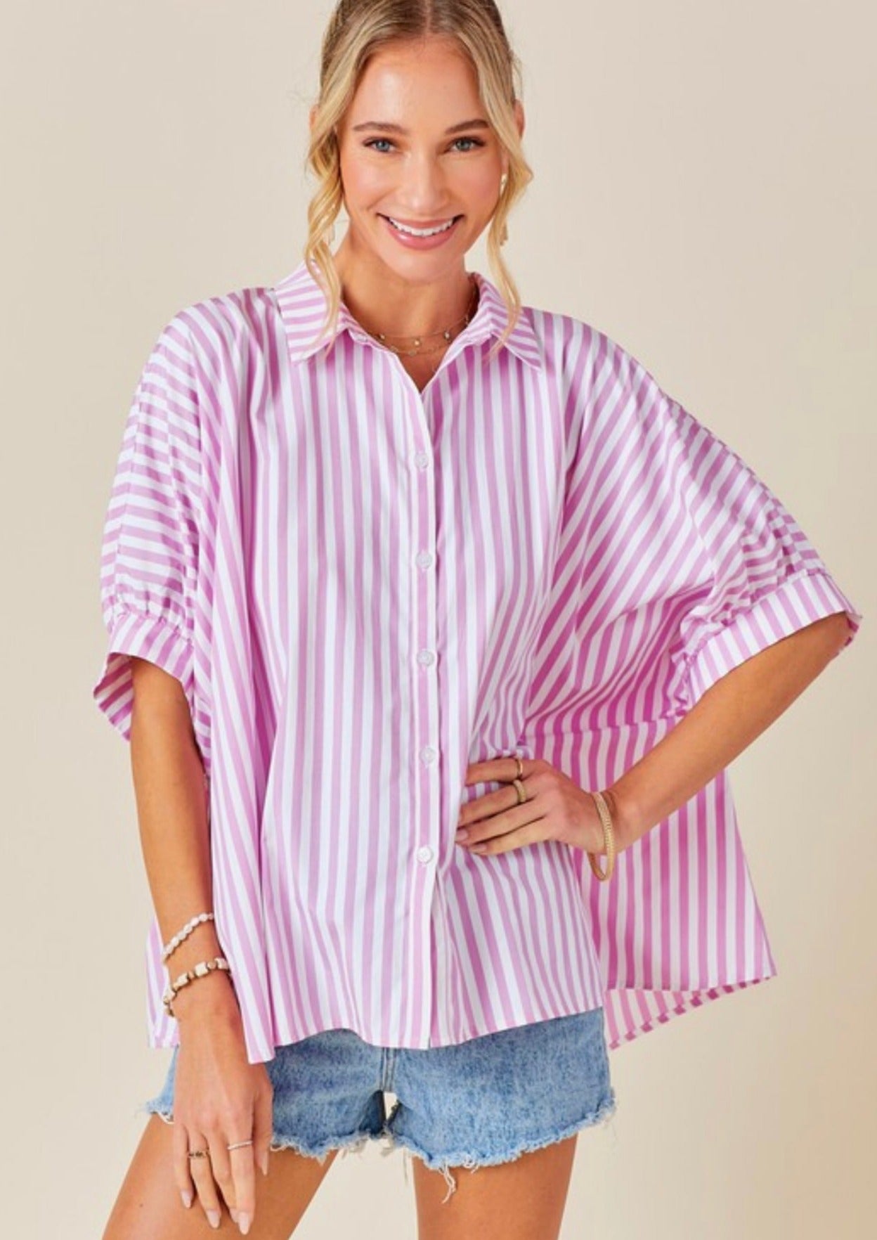 Jessica Striped Shirt - Pink
