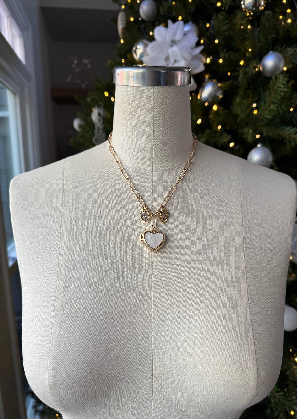 Gold Heart Charms Necklace