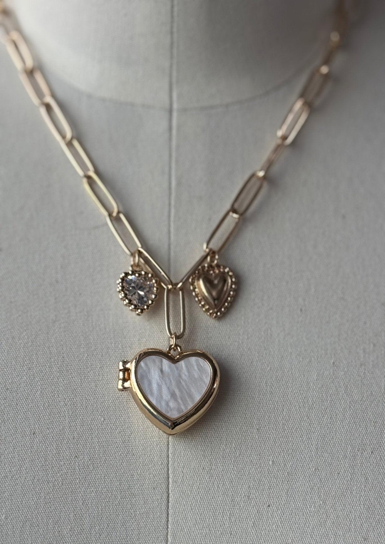 Gold Heart Charms Necklace