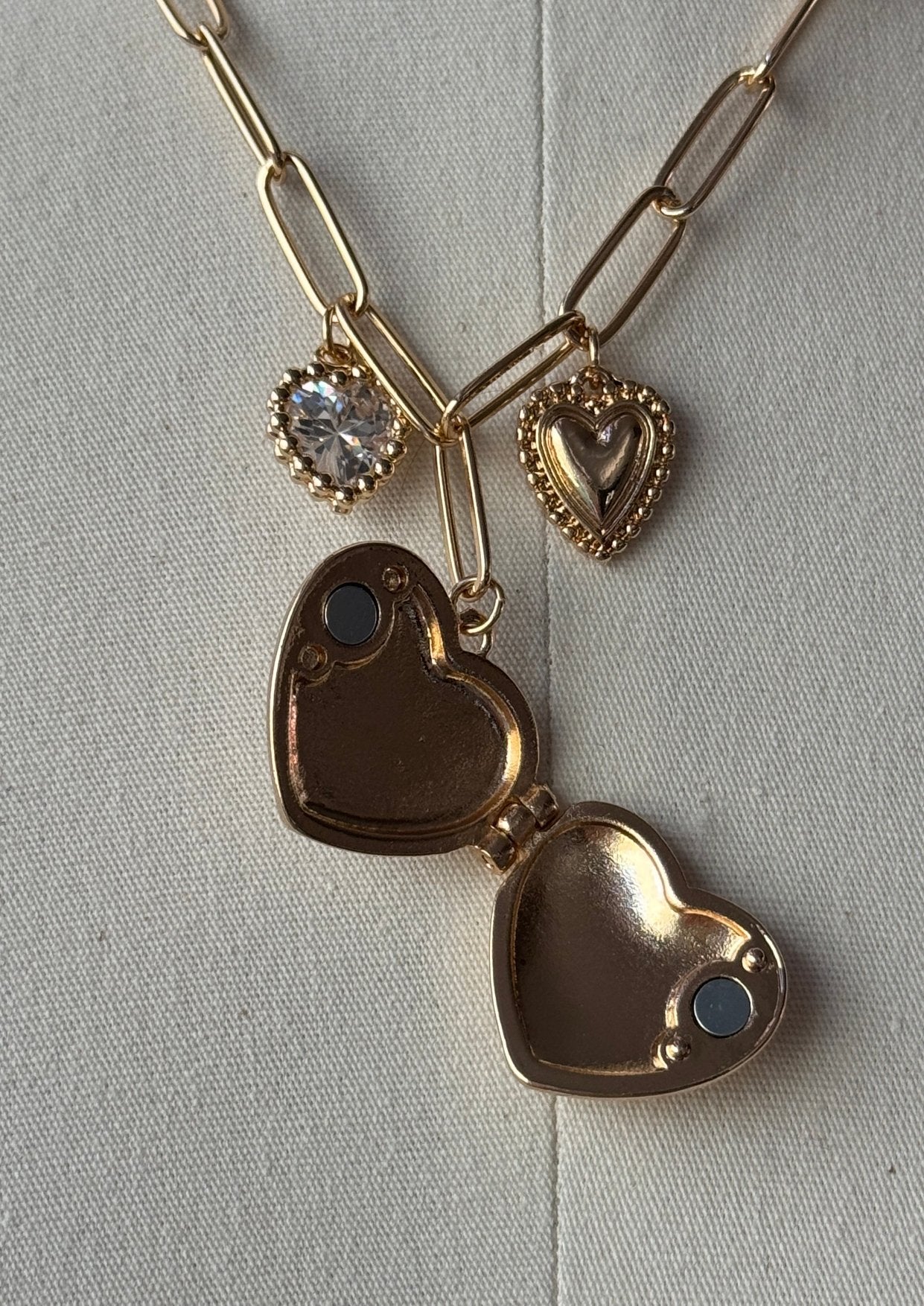 Gold Heart Charms Necklace