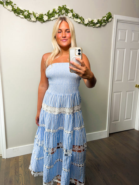 Elana Dress - Blue/White Stripe