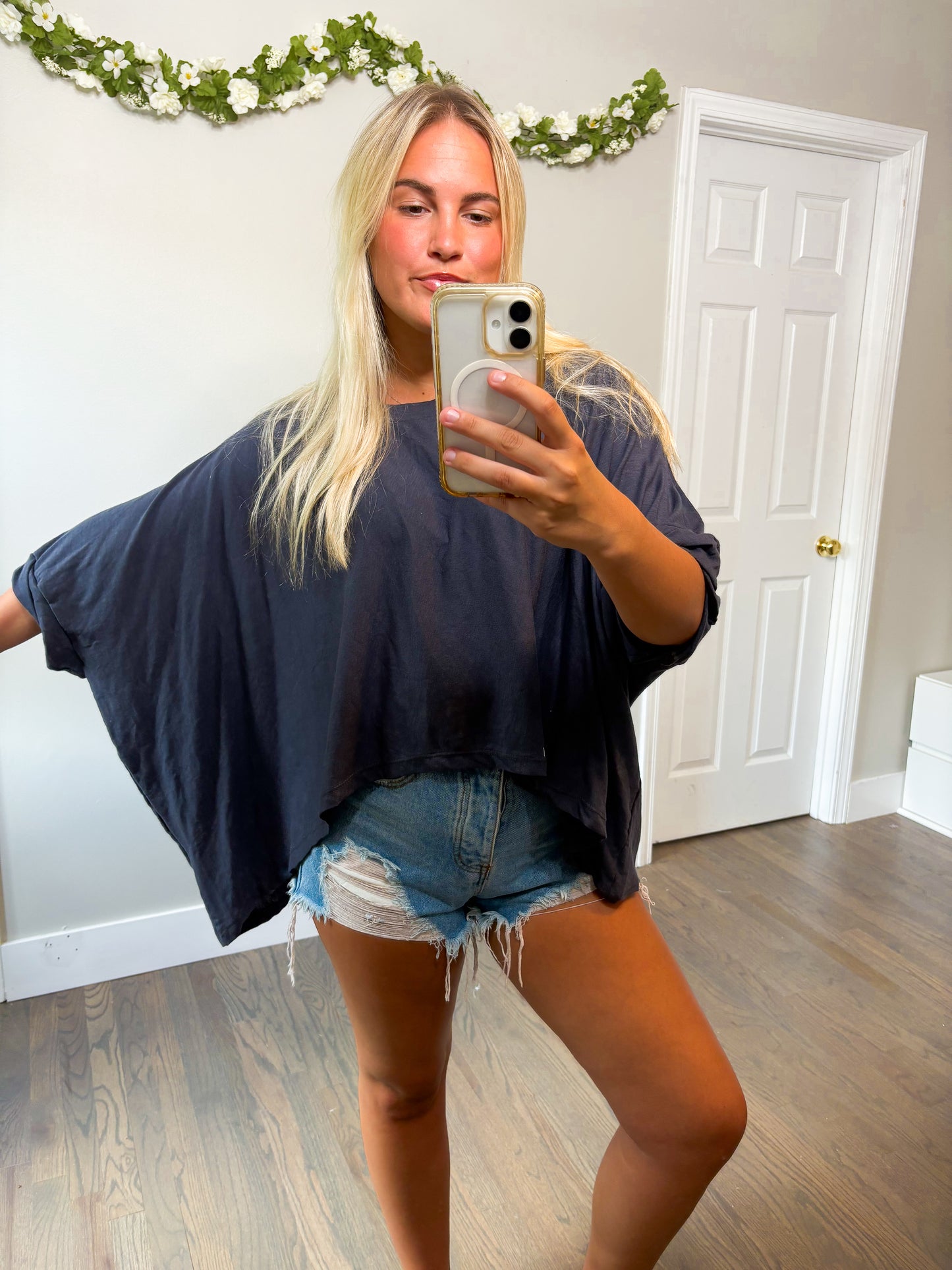 Livie Oversized Top - Navy