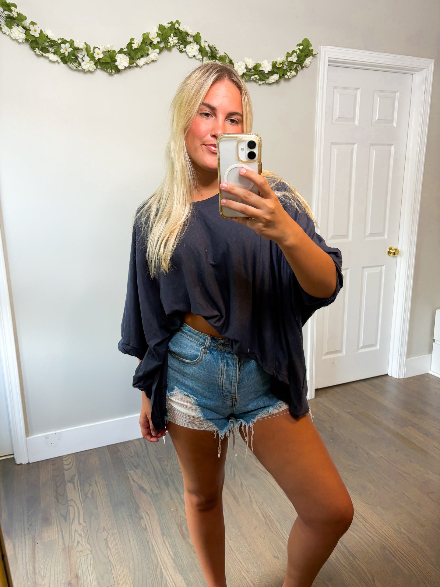 Livie Oversized Top - Navy