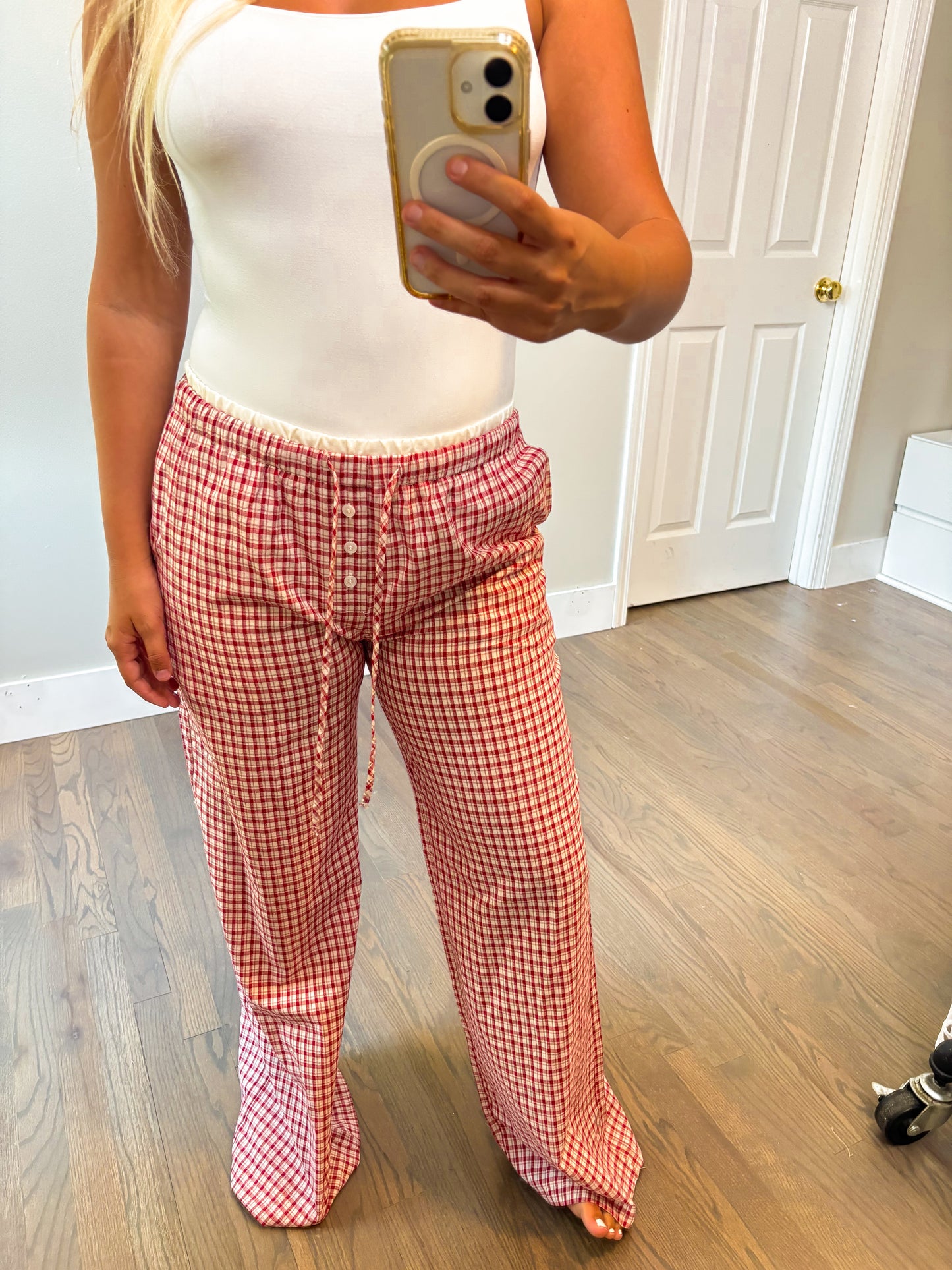 Piper Check Pants - Red