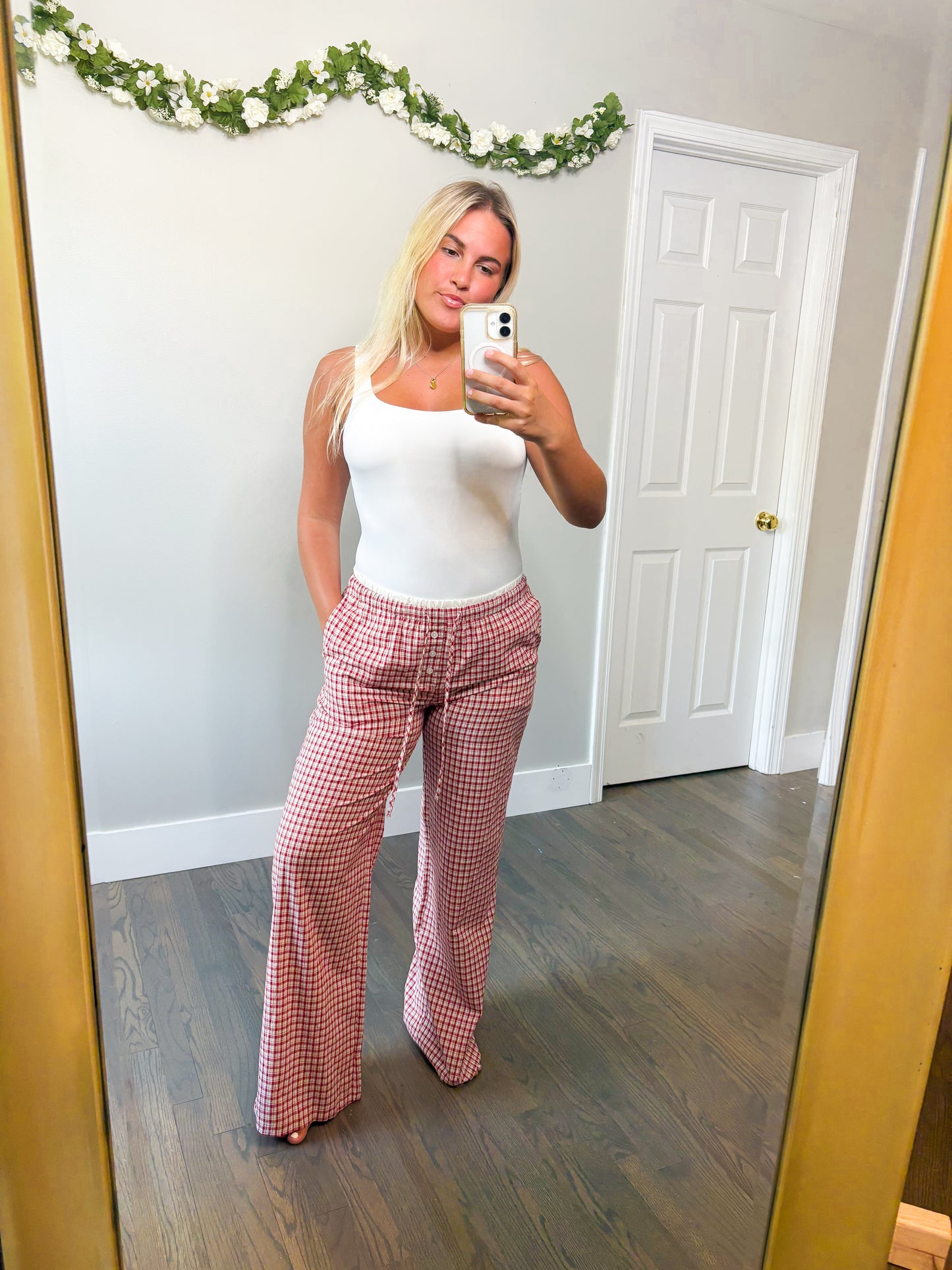Piper Check Pants - Red