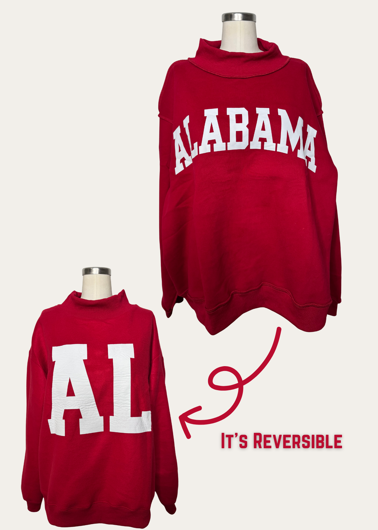 Roll Tide Mockneck - Crimson