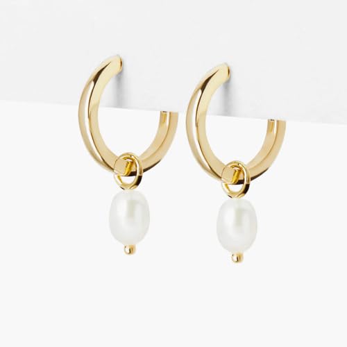 Ana Luisa Pearl Huggie Hoops - Frida Gold