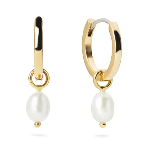 Ana Luisa Pearl Huggie Hoops - Frida Gold