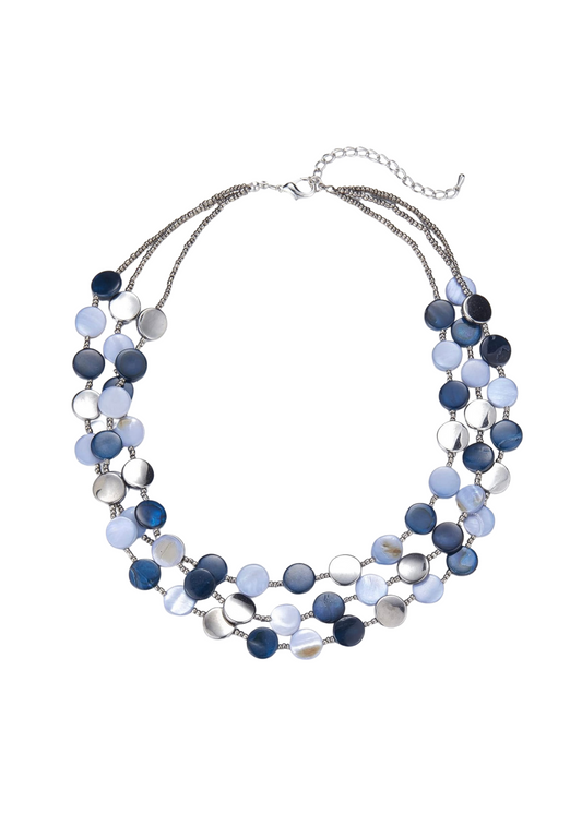 Noessla Layered Beaded Chunky Necklace - Blue