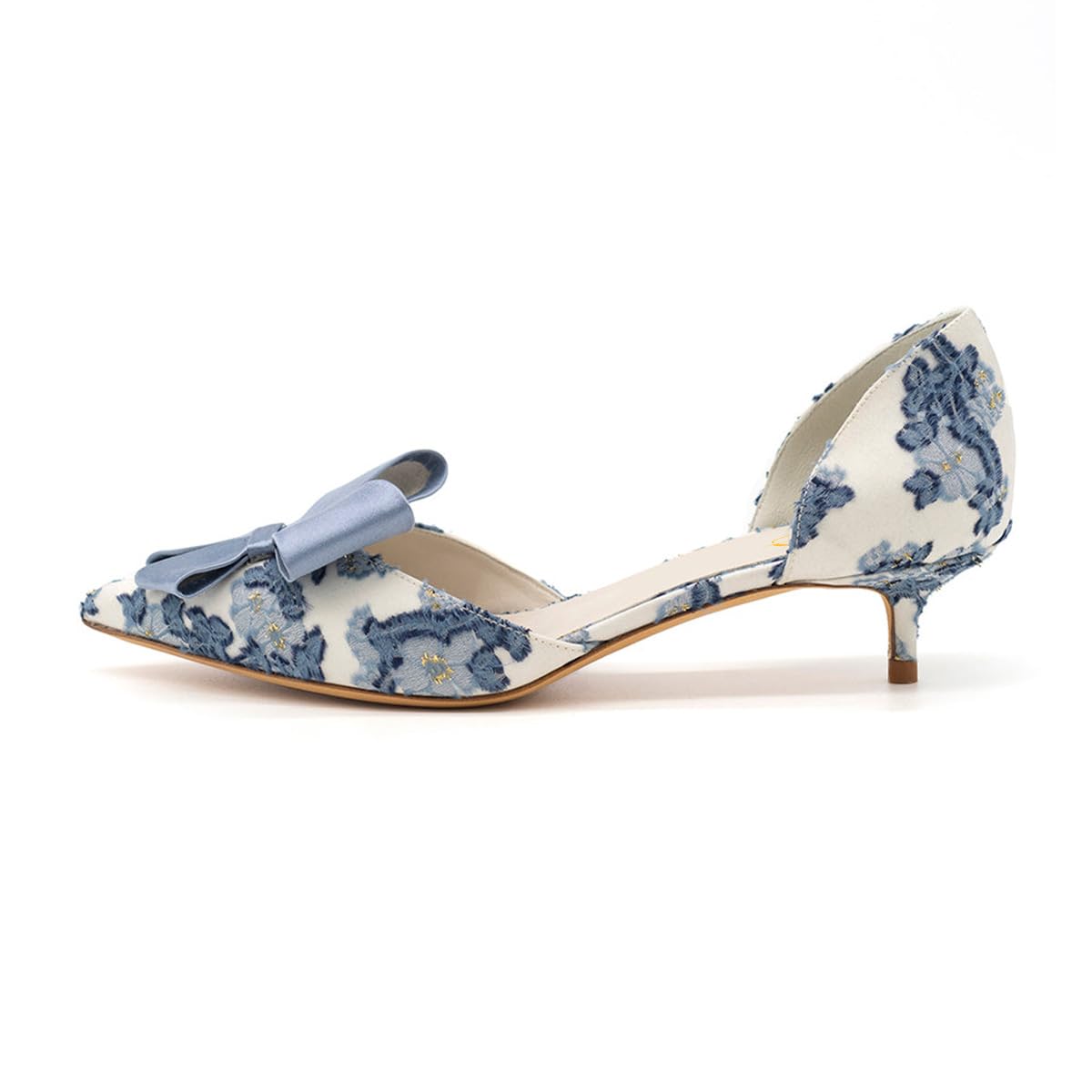 XYD D'Orsay Kitten Heel Bowknot Pumps