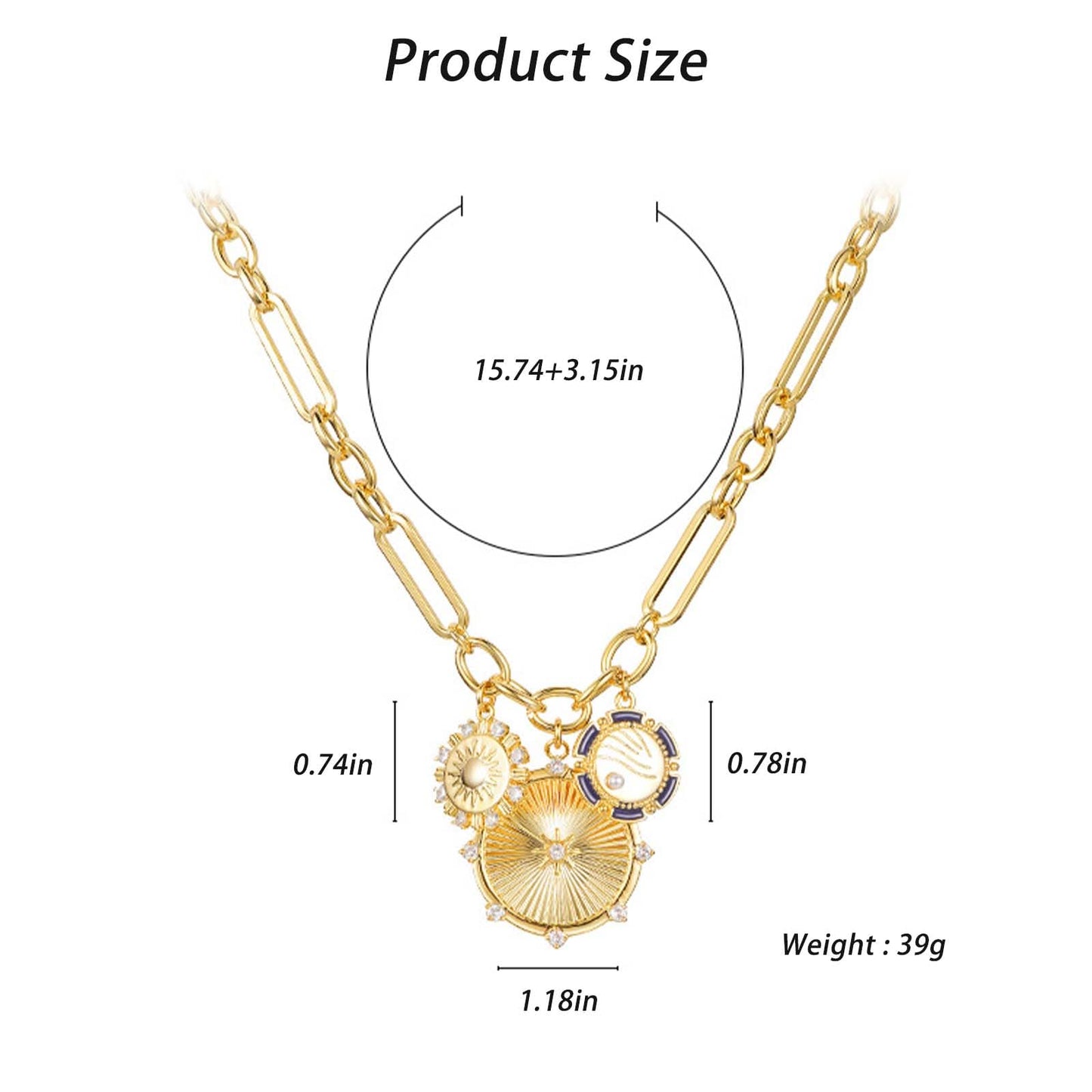 HETICA Chunky Gold Necklace for Women