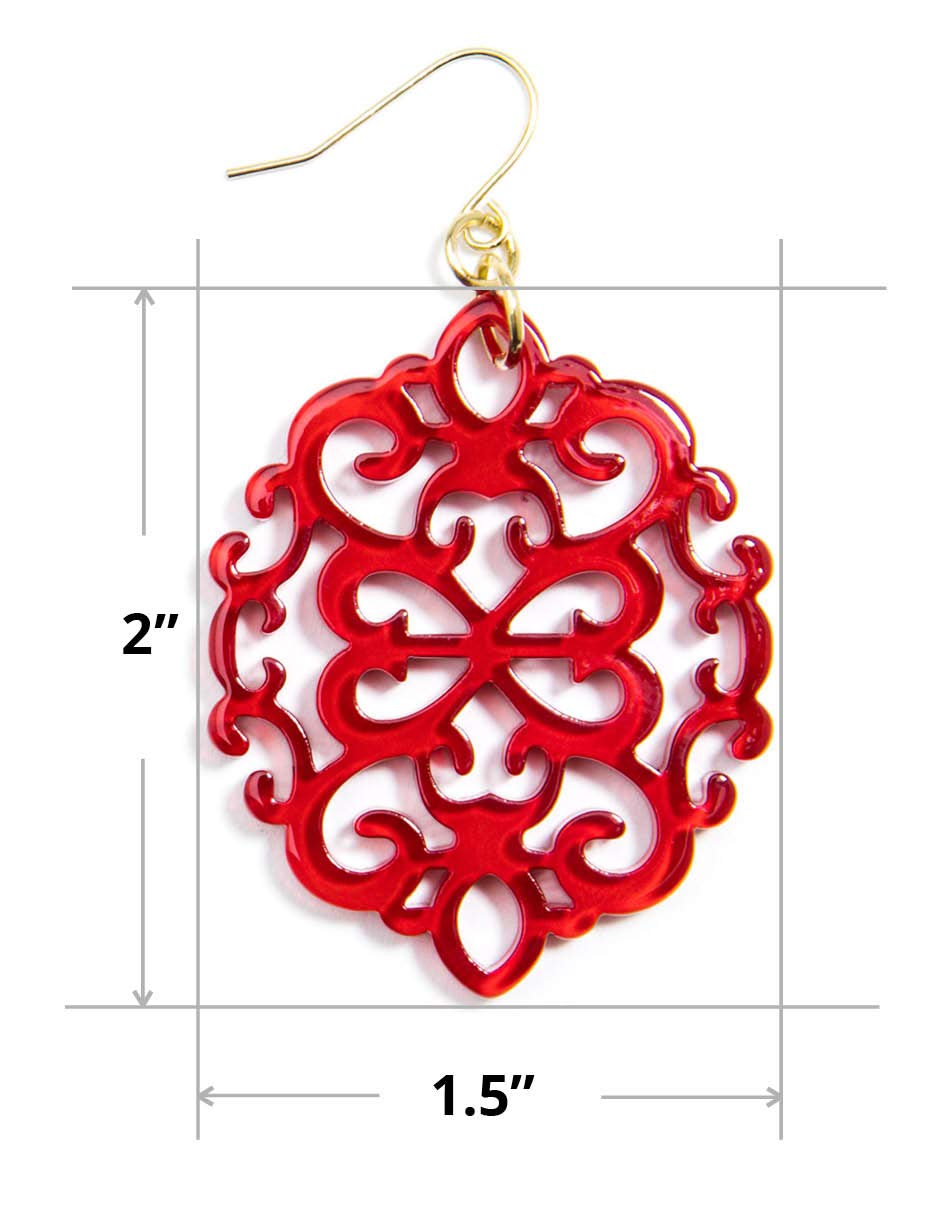 ZENZII Modern Damask Pattern Resin Earring Bright Orange