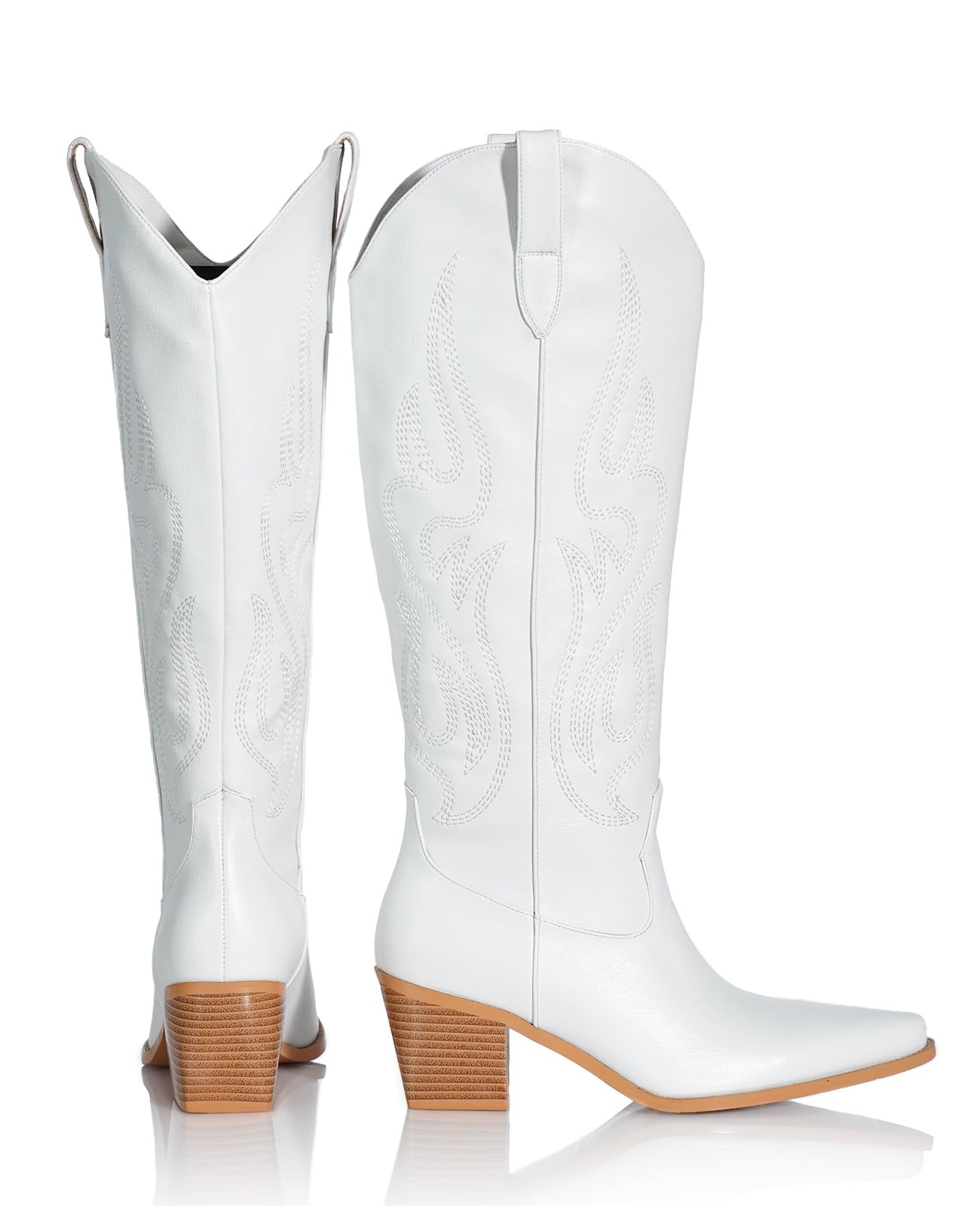 Pasuot White Cowboy Boots for Women