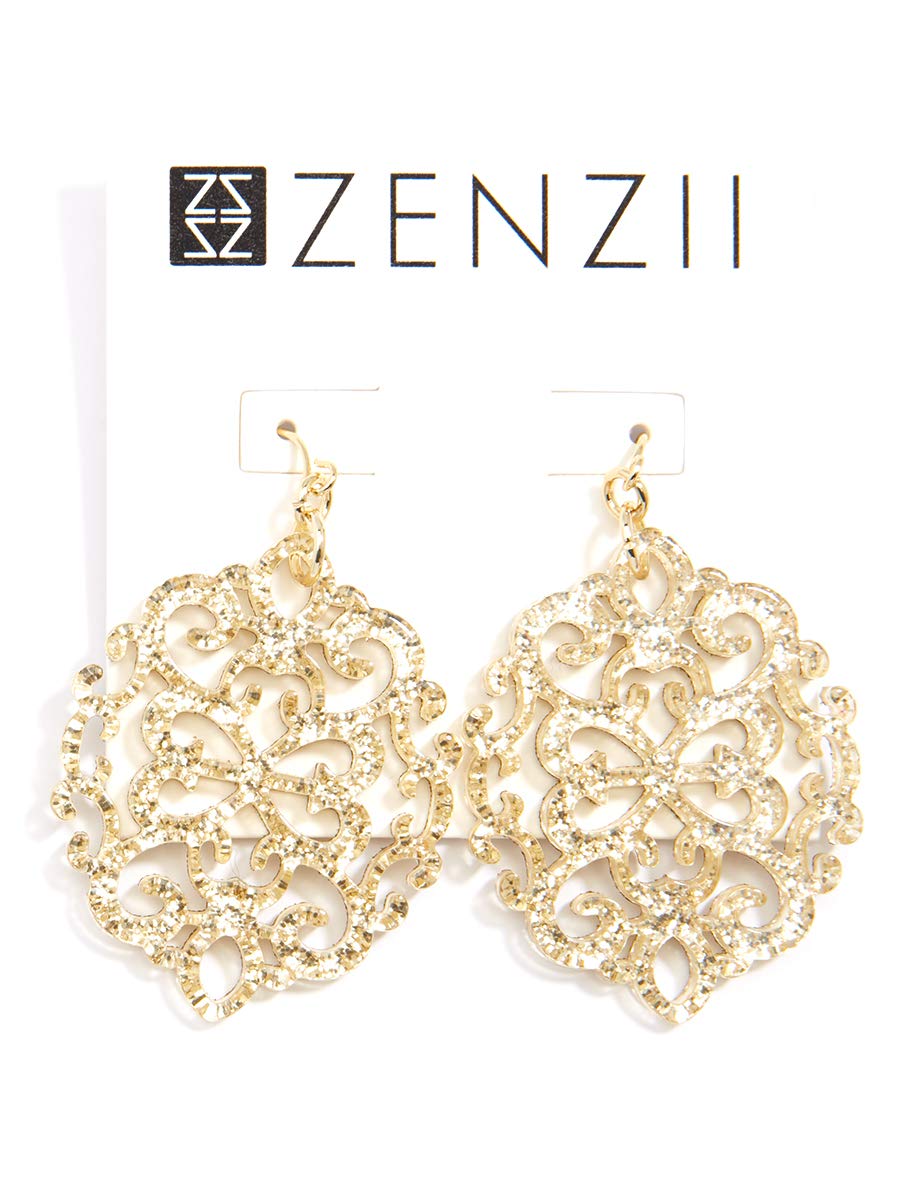 ZENZII Modern Damask Pattern Resin Earring Bright Orange