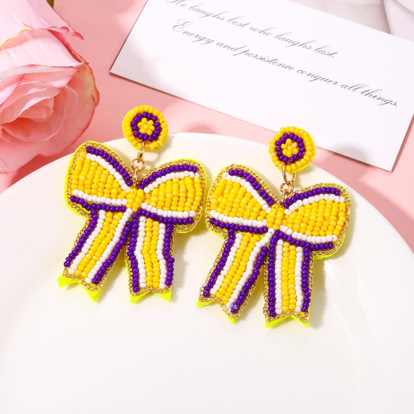 Beaded Game Day Custom Bow Earrings for Women