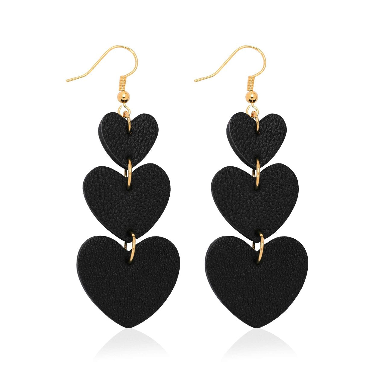 Jagucho Leather Earrings Dangle for Women Lightweight Heart Earrings Drop (Black 42)