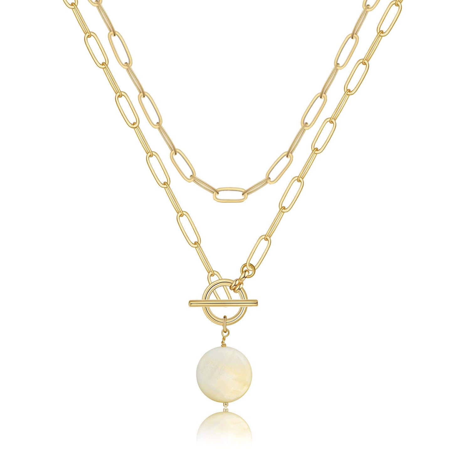 Yoosteel 14K Gold Plated Layered Pearl Necklace