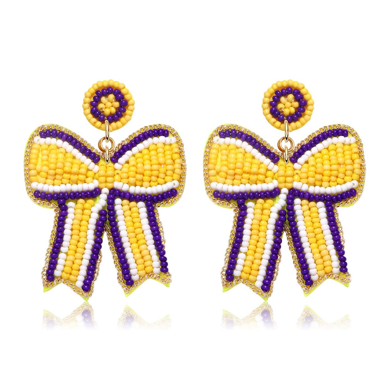 Beaded Game Day Custom Bow Earrings for Women