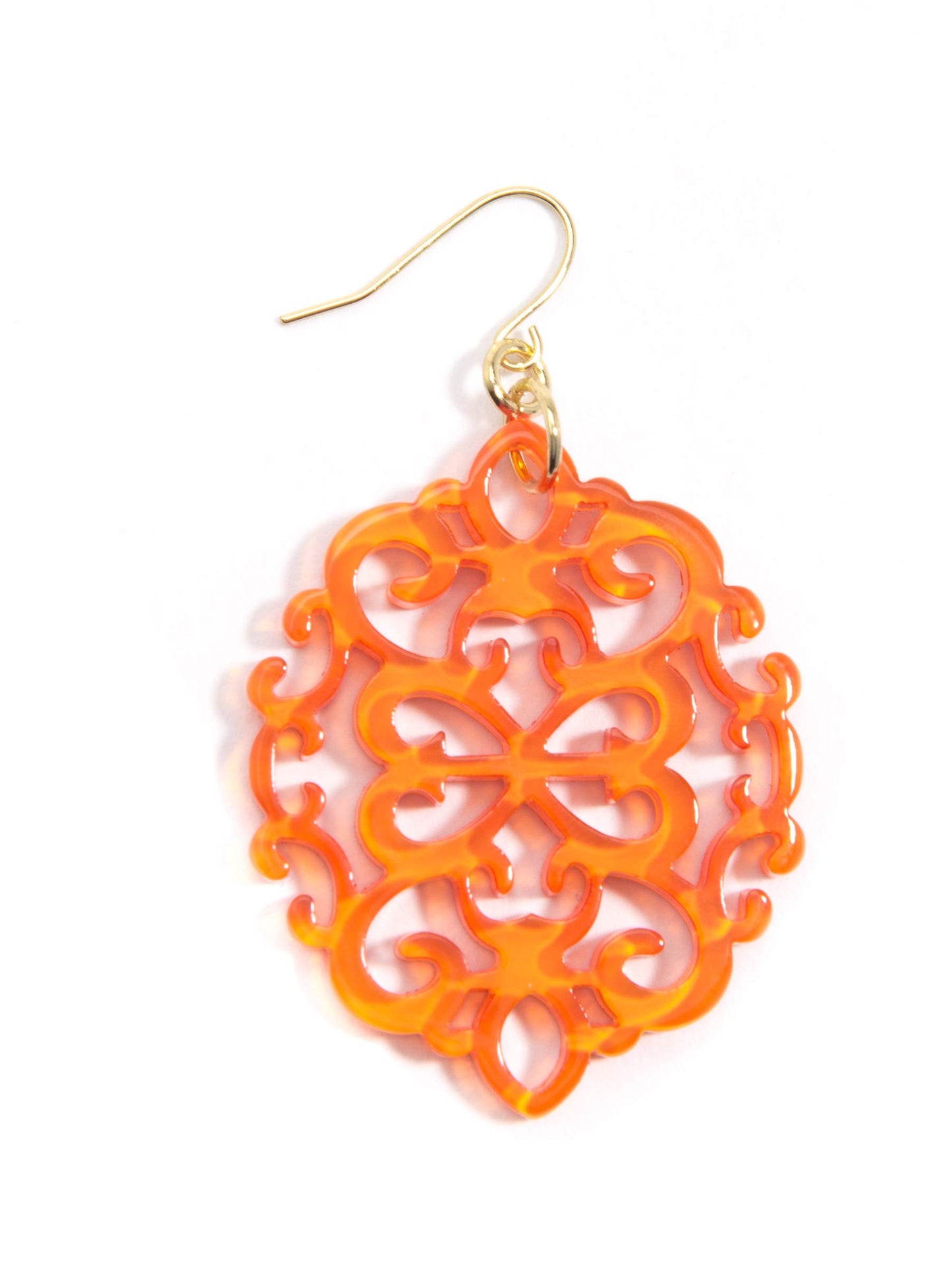 ZENZII Modern Damask Pattern Resin Earring Bright Orange