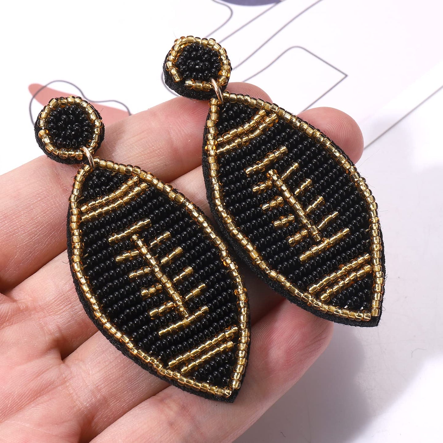 Beaded Football Earrings Handmade