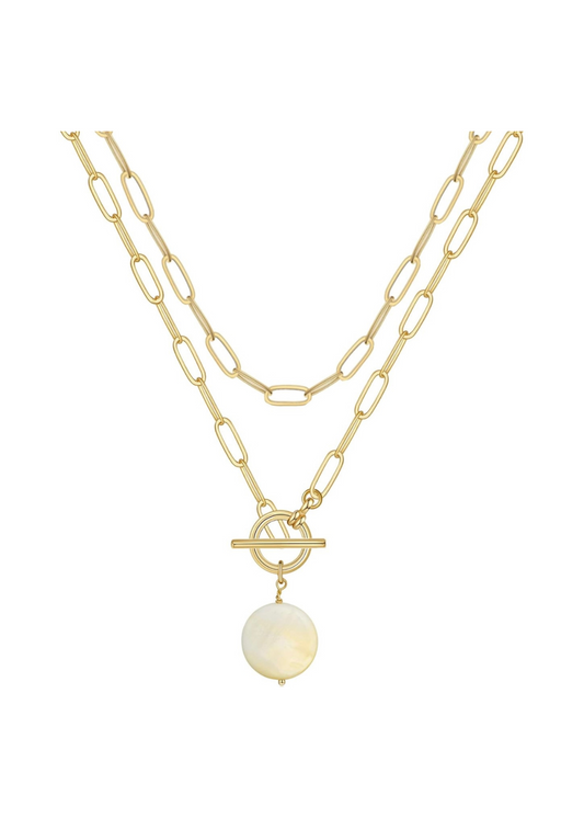 Yoosteel 14K Gold Plated Layered Pearl Necklace