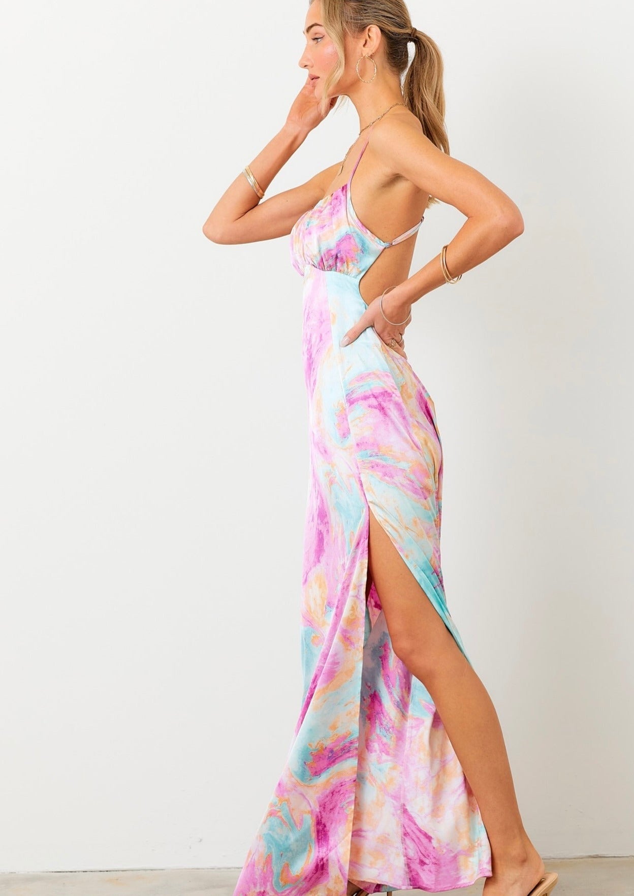Marble Printed Maxi Dress