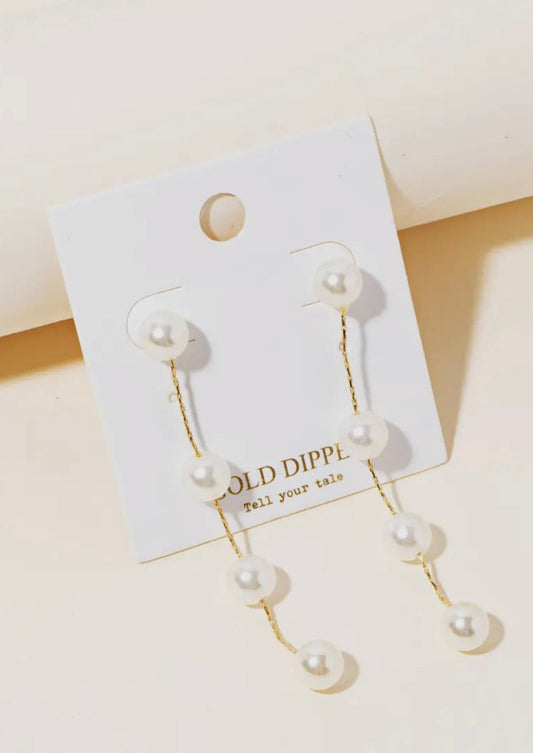 Pearl Beaded Chain Dangle Earrings