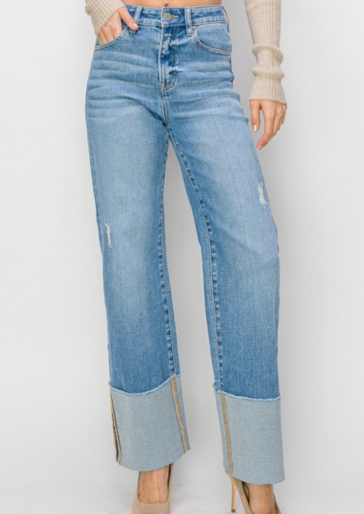 Birdie Wide Cuffed Jeans