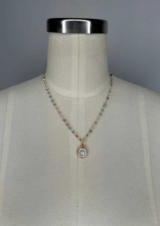 Pearly Disc Beaded Chain Necklace