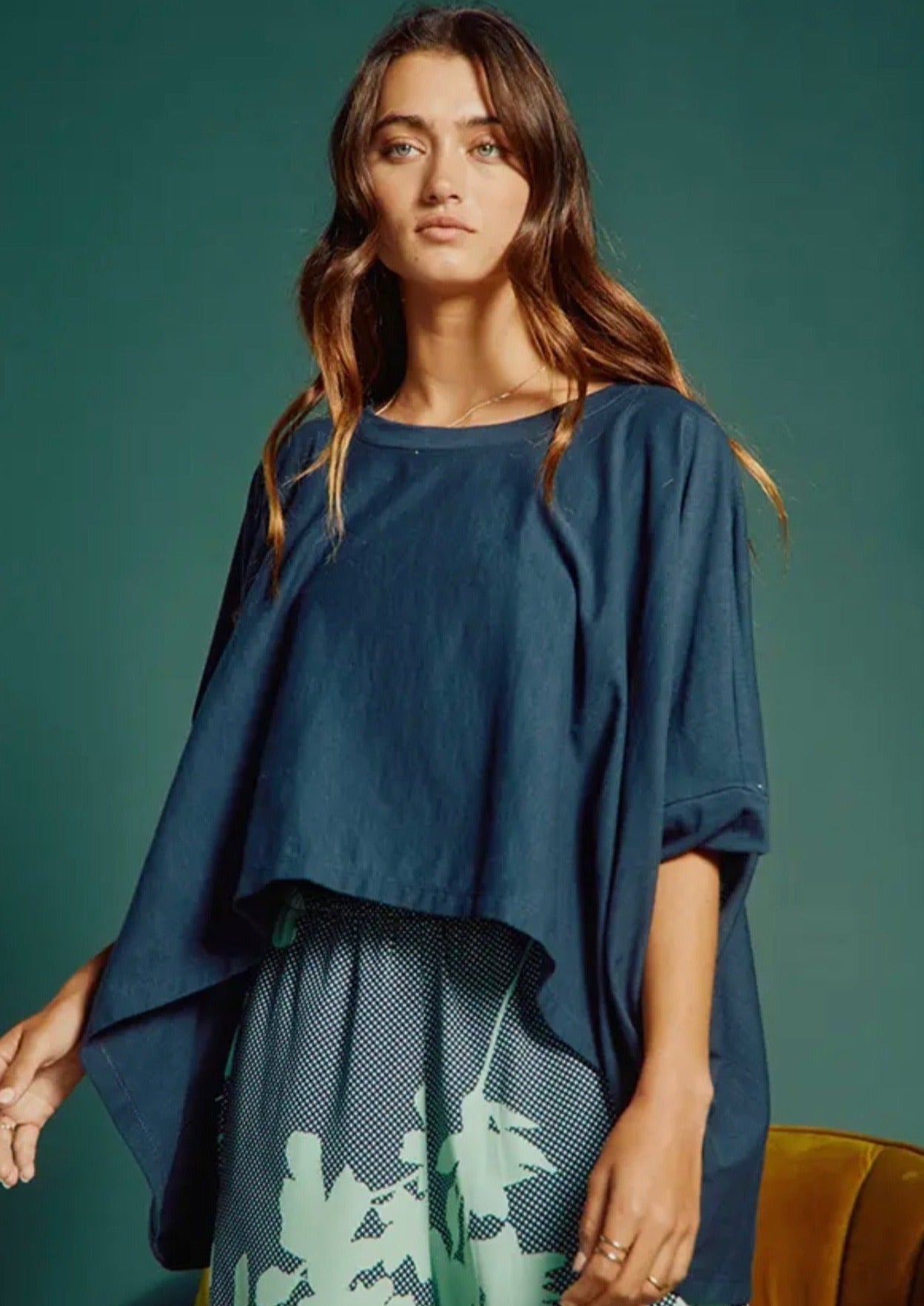 Livie Oversized Top - Navy