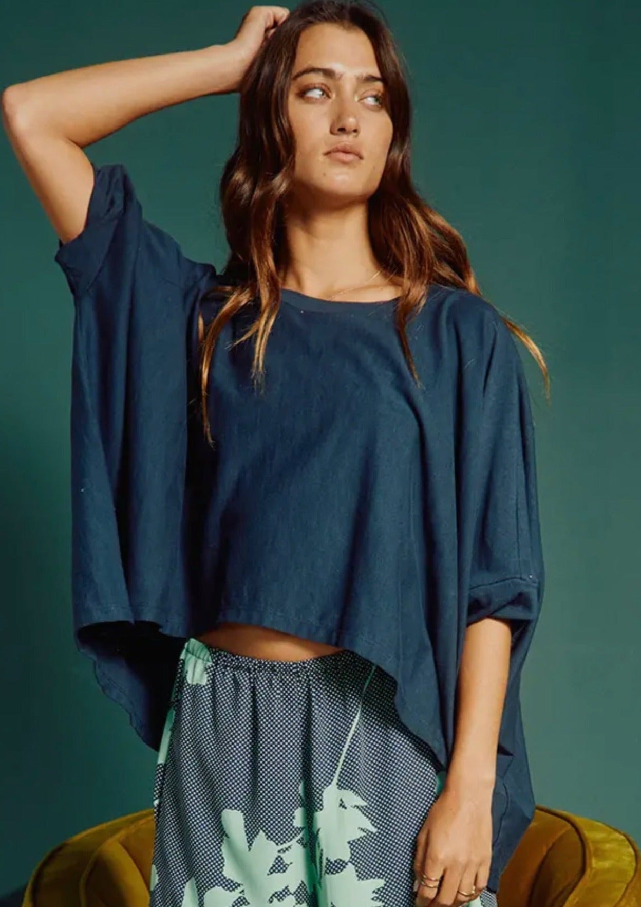 Livie Oversized Top - Navy