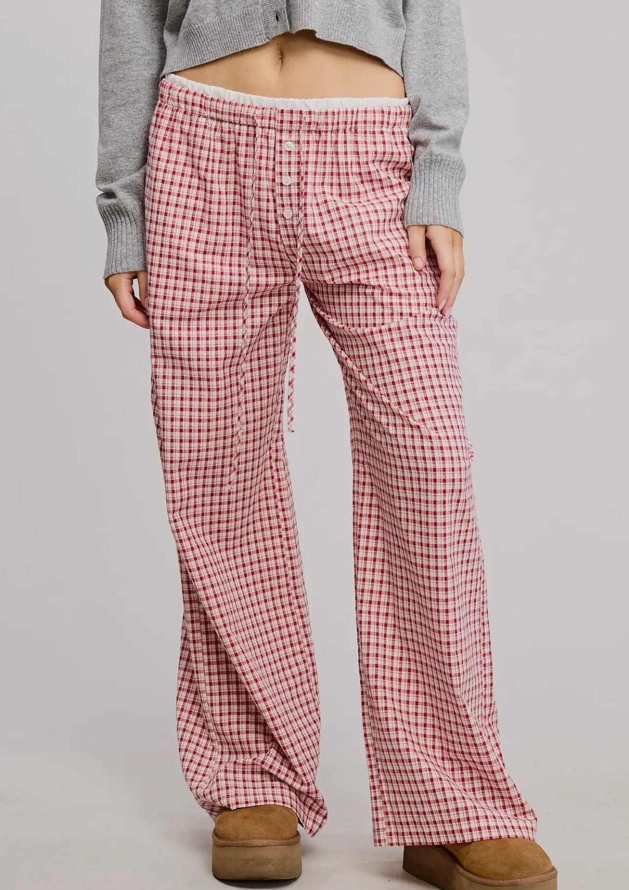 Piper Check Pants - Red