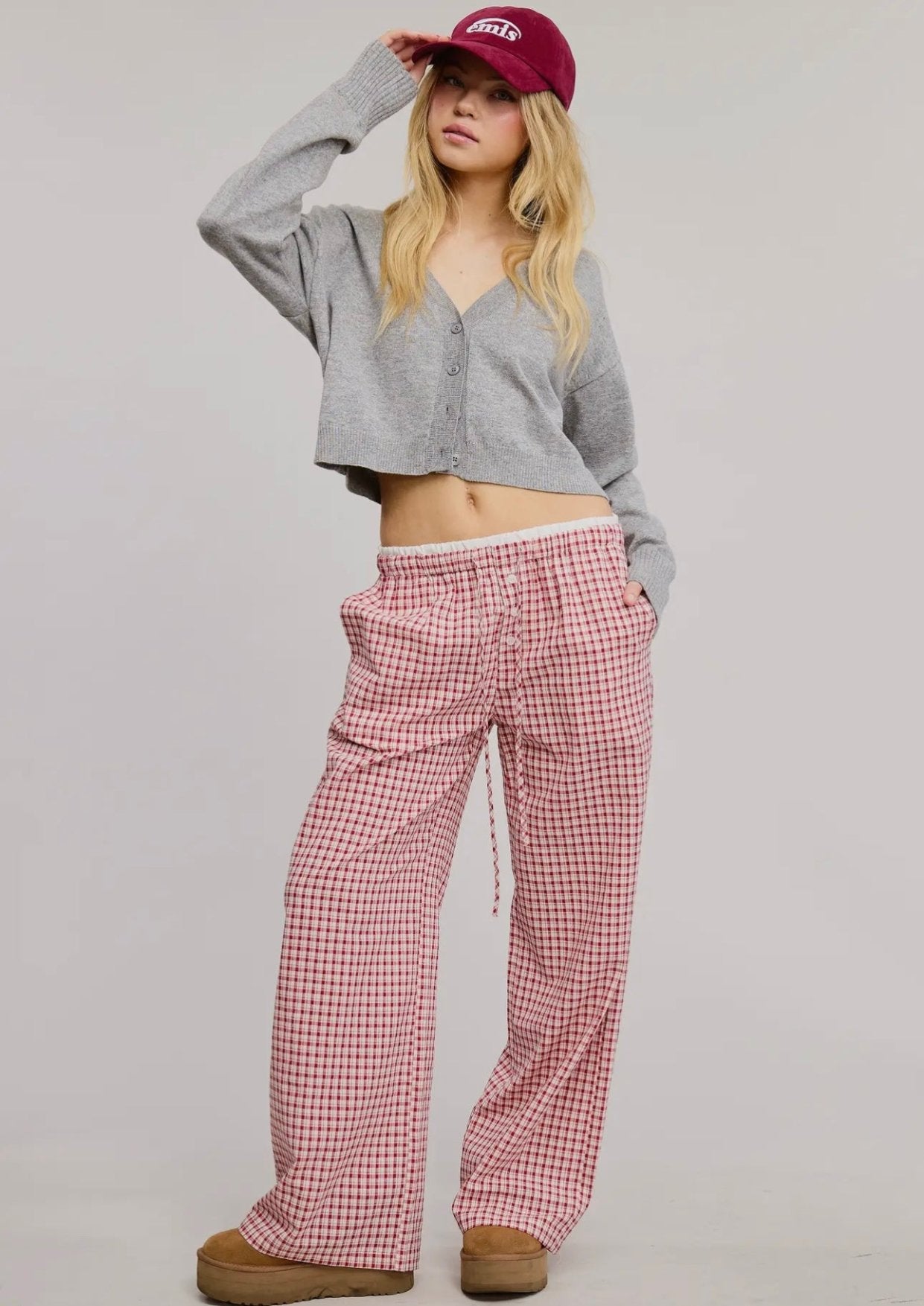 Piper Check Pants - Red