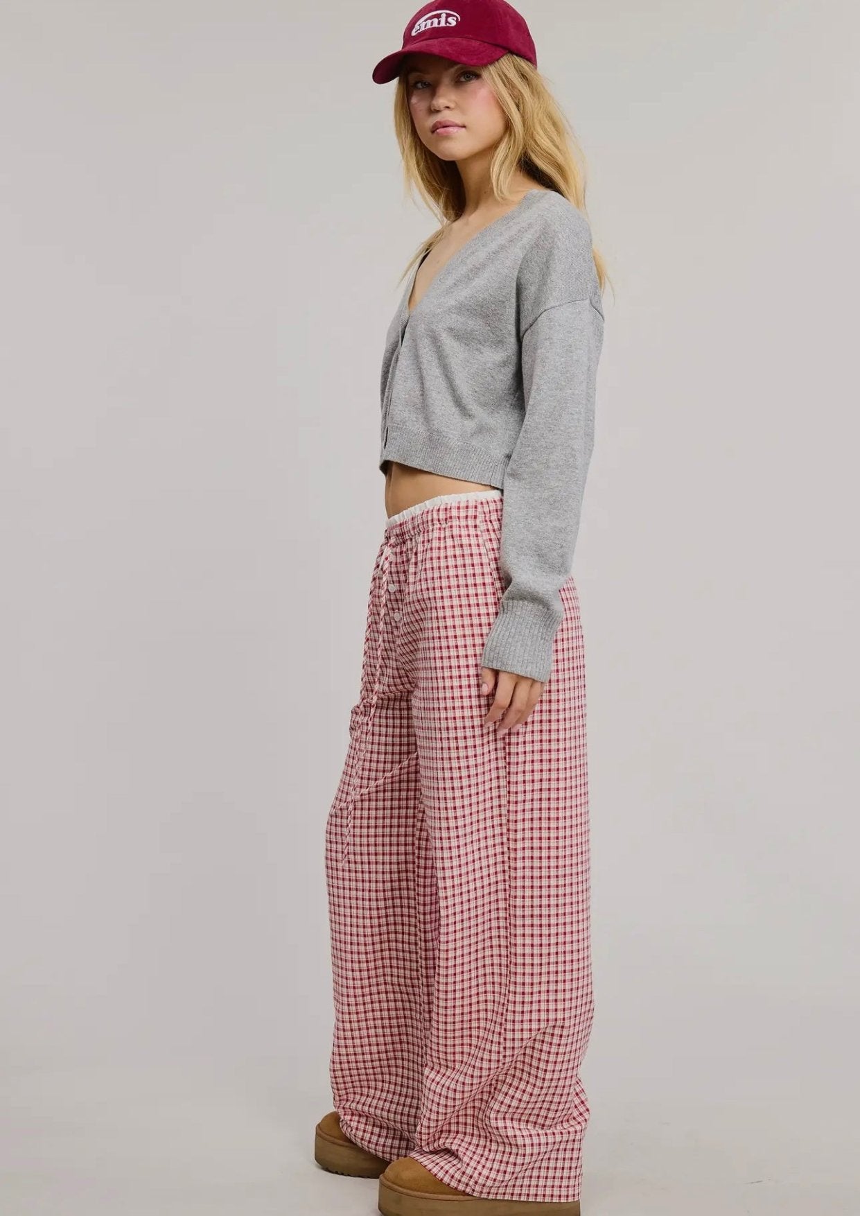 Piper Check Pants - Red