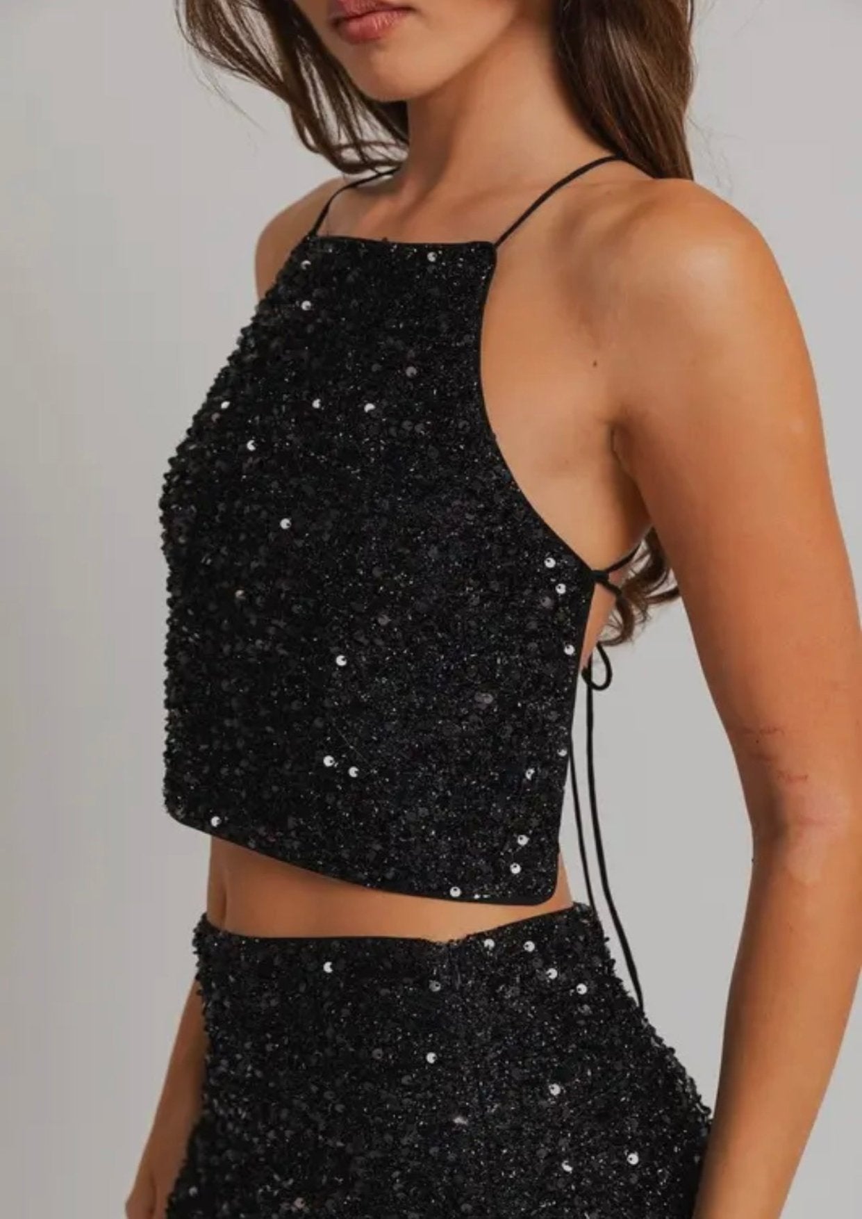 Cora Sequin Top - Black