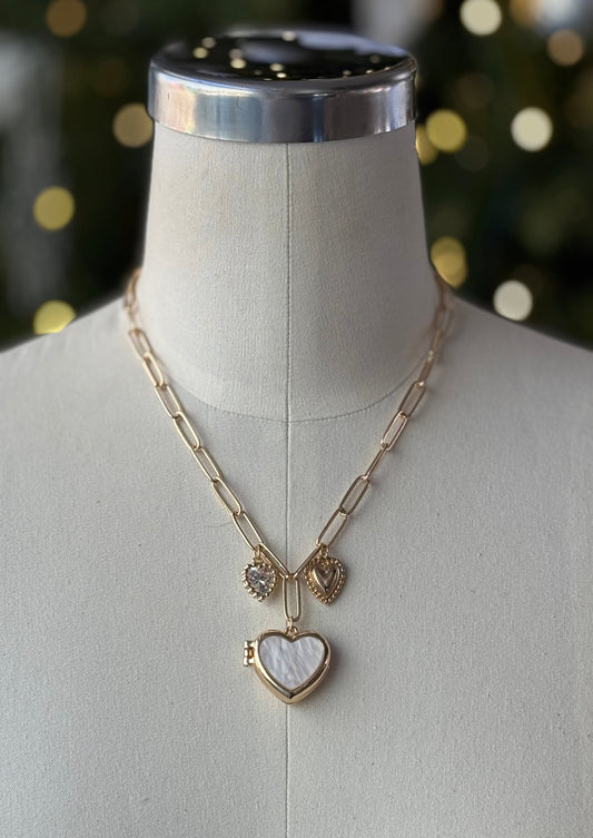 Gold Heart Charms Necklace