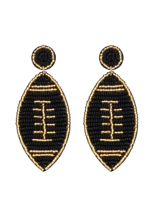 Beaded Football Earrings Handmade