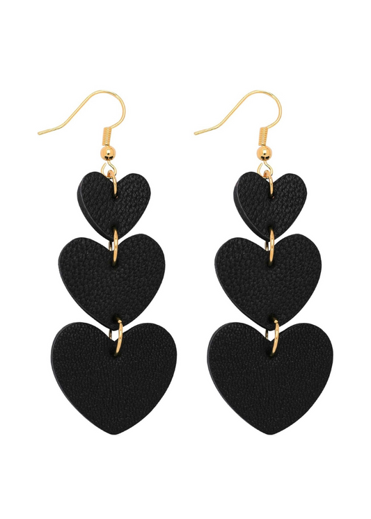 Jagucho Leather Earrings Dangle for Women Lightweight Heart Earrings Drop (Black 42)