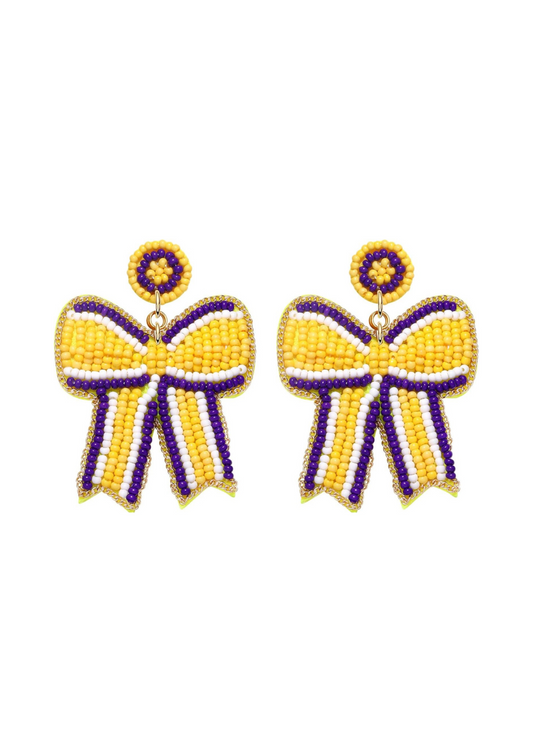 Beaded Game Day Custom Bow Earrings for Women