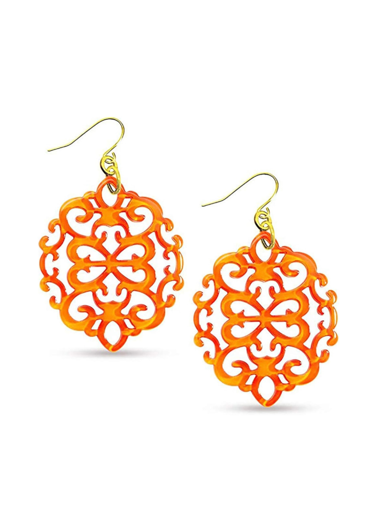 ZENZII Modern Damask Pattern Resin Earring Bright Orange